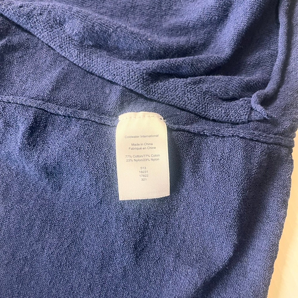 Coldwater Creek Navy Blue Open Front Cardigan Sweater Cotton Blend Medium - Picture 3 of 4
